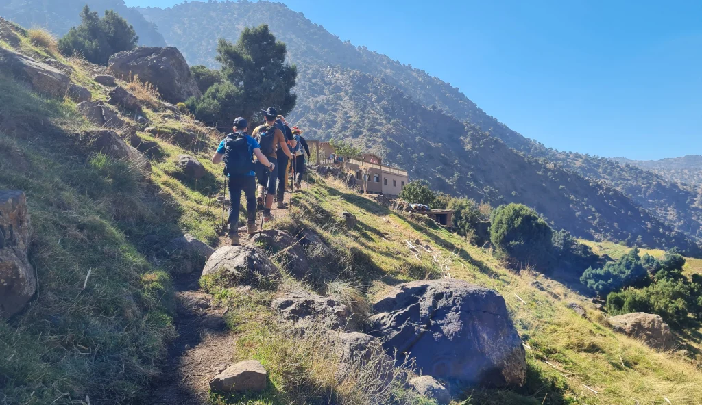 Local guide leading travelers on a mount toubkal hike